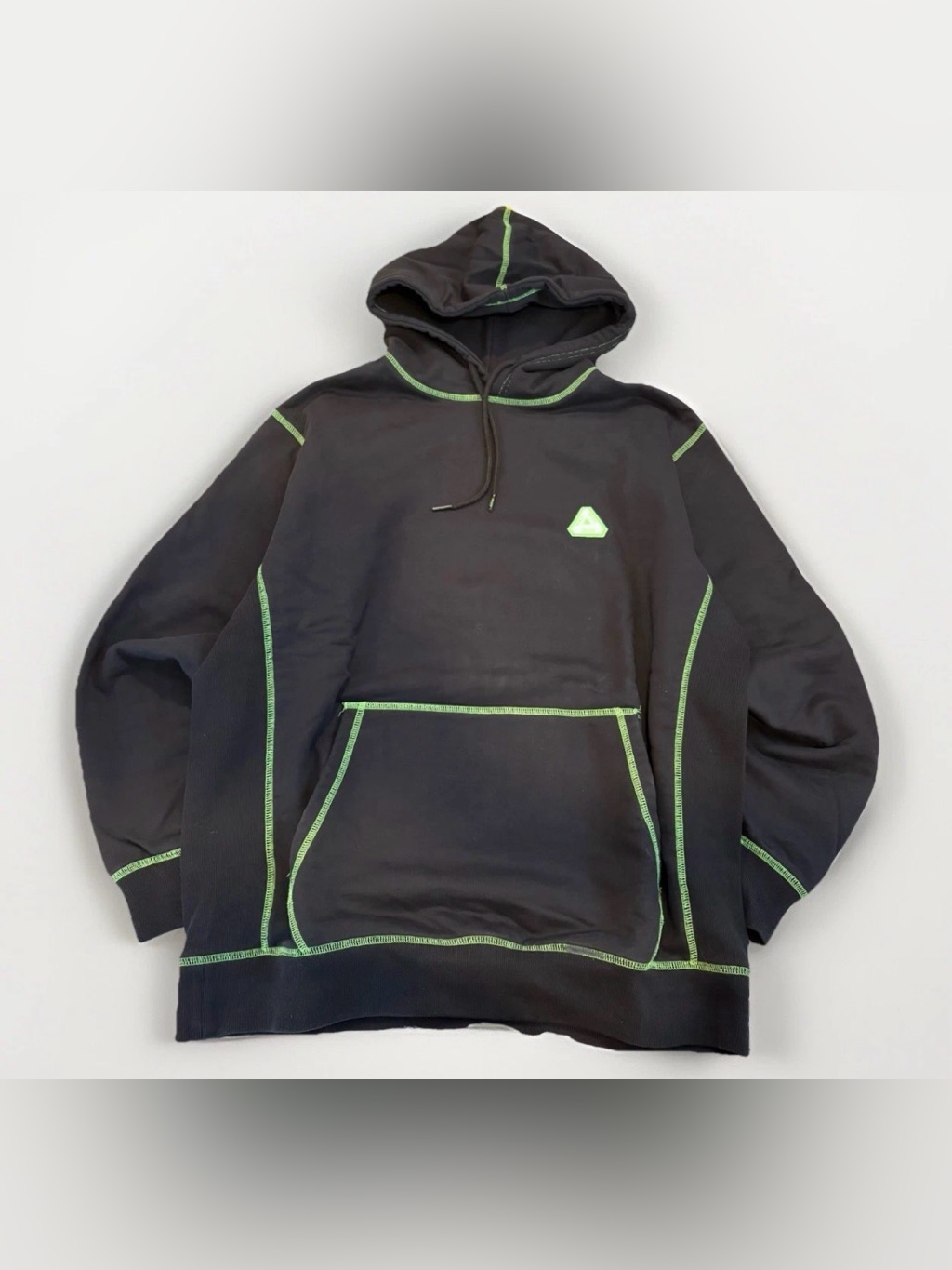 Palace Neo Stitch Hoodie Neon Green Embroidered Logo Skate Streetwear Medium